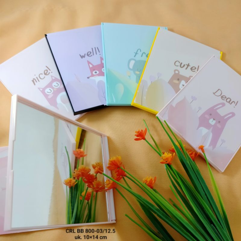 Cermin Lipat Plastik Aneka Karakter Lucu 13×9cm Cermin Makeup Cermin Saku Kaca Lipat Terlaris-C