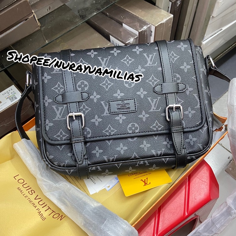 Jual tas selempang pria LV avenue free box import tas slempang