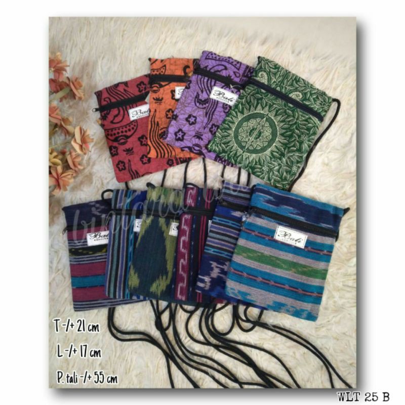 tas bali selempang mini batik tenun etnik sling bag mini tas passport souvenir bali