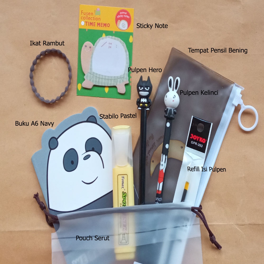 

PAKET ALAT TULIS 9IN1 / STATIONERY SET FANCY / ALAT TULIS LENGKAP / STATIONARY SET / POUCH BENING