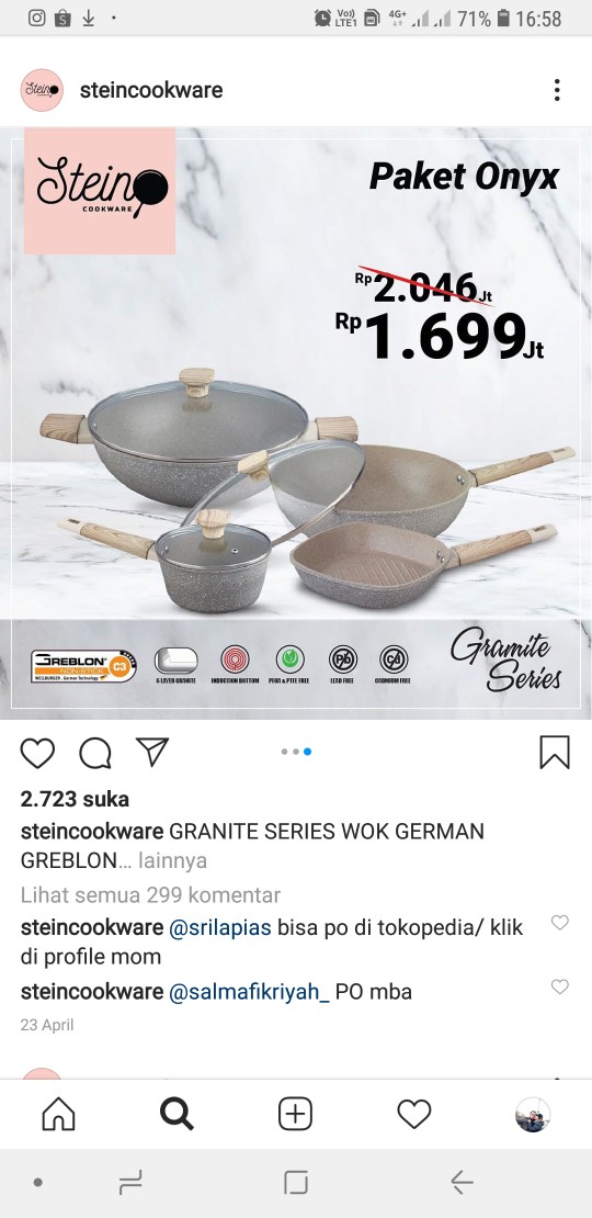 Paket Onyx Granite Series Wok German Greblon Steincookware Shopee Indonesia