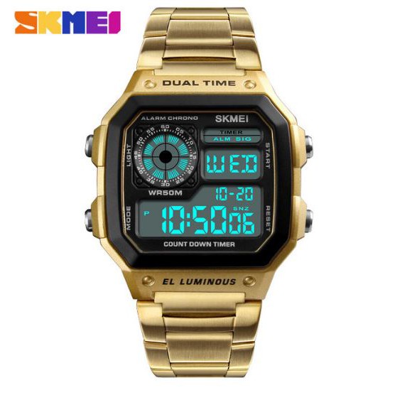 Jam Tangan SKMEI 1335 Watch Jam Tangan Pria Wanita Digital Tali Stainless Anti Air