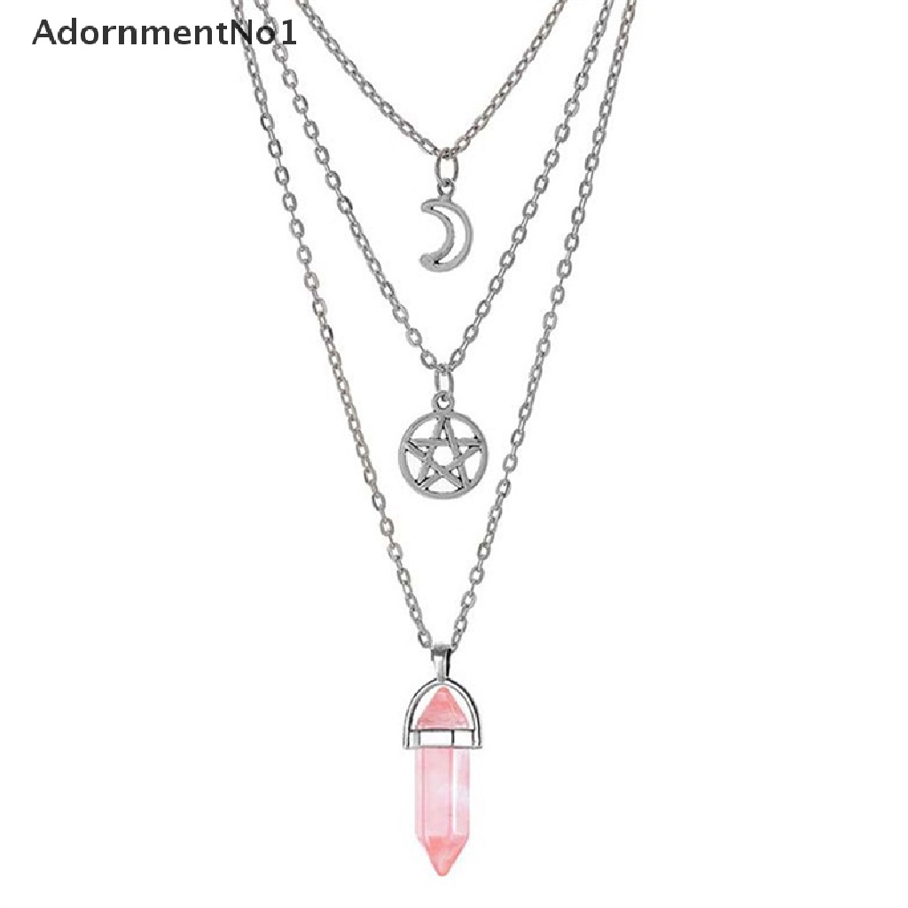 (AdornmentNo1) Kalung Rantai Dengan Liontin Batu Chakra Bentuk Bintang Pentagram Untuk Wanita