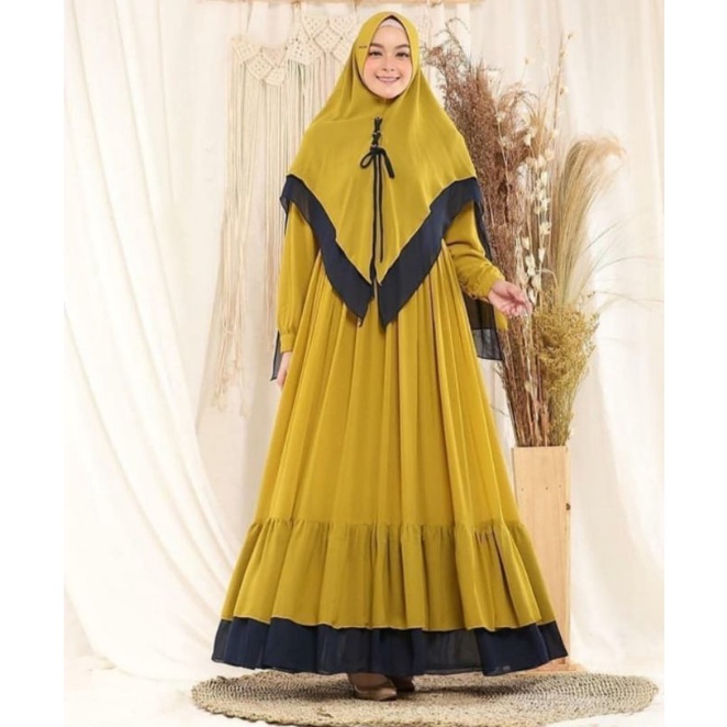 Syar'i Polos Simple /Gamis Muslimah Polos/Gamis Syar'i Fashion Gamis Kerudung