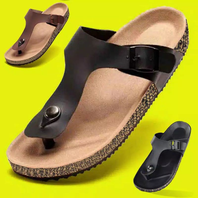 Ukuran 39-44 Sandal Pria Korea Fashion Ulzzang Sandal Hitam Roma Musim Panas