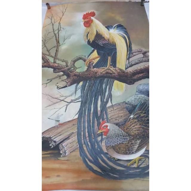 Lukisan kanvas ayam 020 BC.