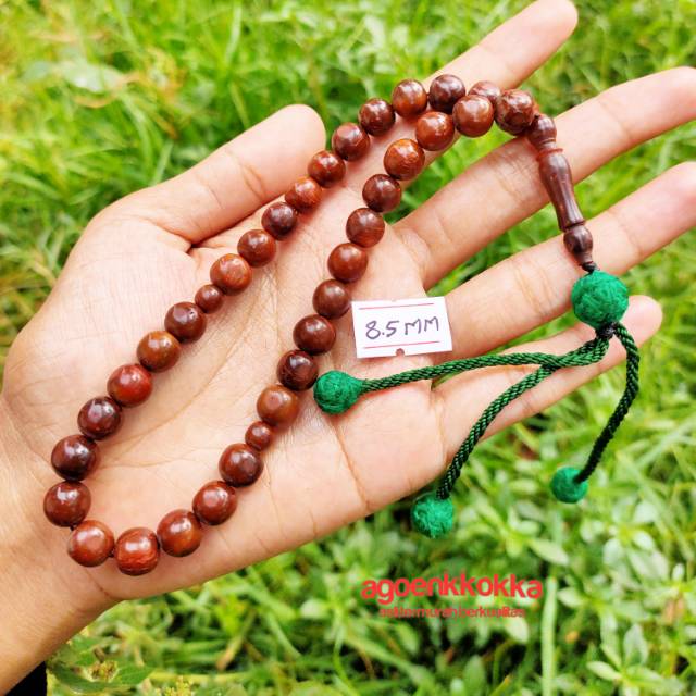 Tasbih 33 kokka kaukah bulat rumbai 8,5 mm coklat