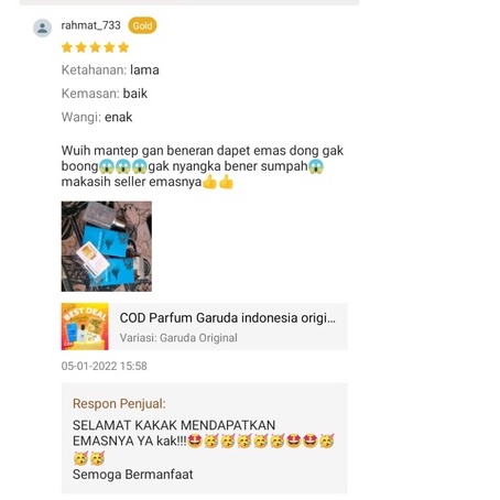 COD Parfum Garuda indonesia original 100% murah 10 AROMA unisex Pria dan Wanita Berhadiah Emas