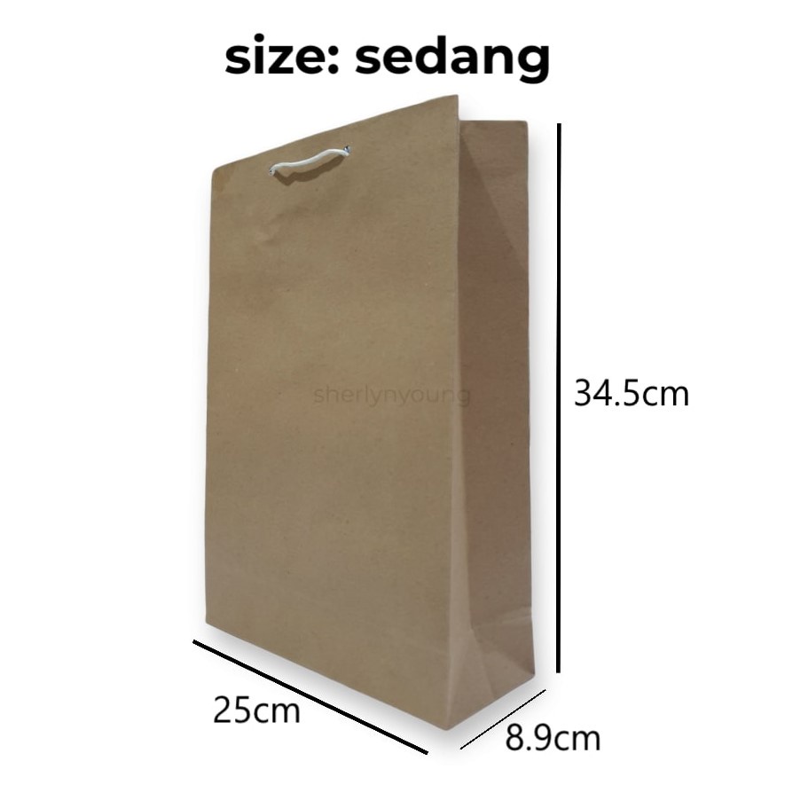 

[ISI 12] Paper Bag Kraft Sedang (25x8.9x34.5cm) Kantong Kertas Coklat goodie bag suvenir hadiah