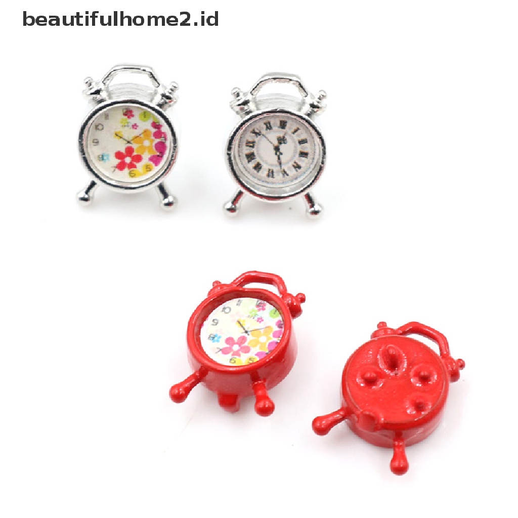 (beautifulhome2.id) Miniatur Jam Alarm Skala 1: 12 Untuk Dekorasi Ruang Tamu Rumah Boneka