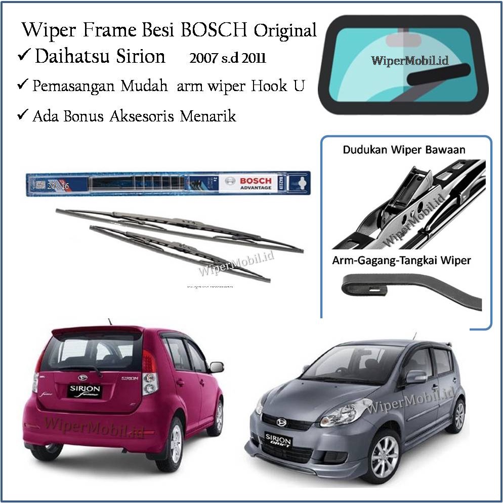 Wiper Frame Besi Bosch Daihatsu Sirion 2007 2008 2009 2010 2011