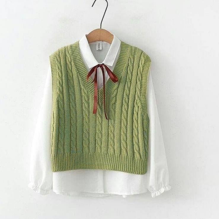 Vest Cable/ROMPI CABLE RAJUT - rompi rajut - vest rajut  rompi rajut korea - rompi cable/delmi vest