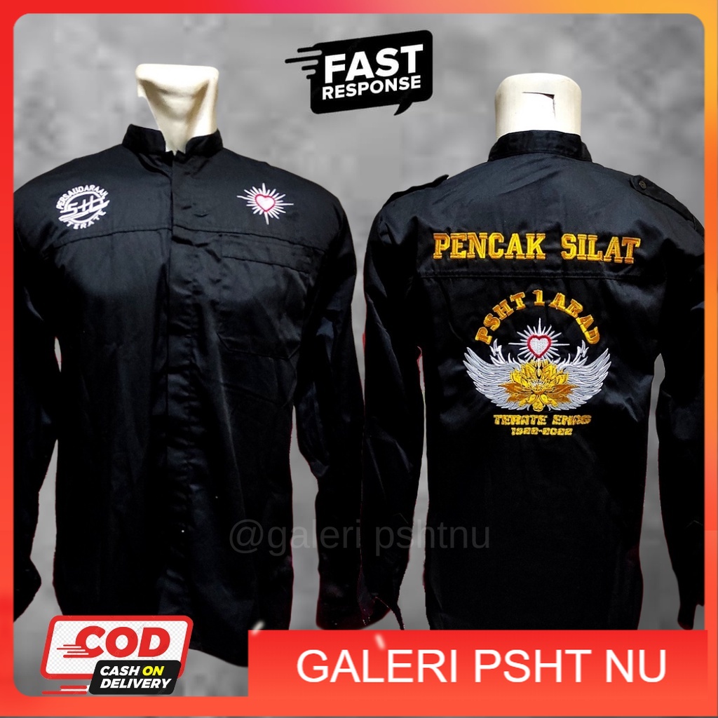 KEMEJA TERATE - KEMEJA TERATE EMAS - KEMEJA TERATE EMAS SATU ABAD - KEMEJA PSHT BORDIR - HEM PSHT - 