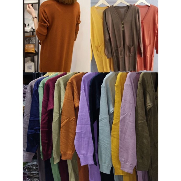 Long Cardy Kancing 3//Cardigan Saku//Cardigan Rajut Oversize-1