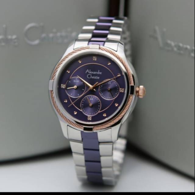 Jam wanita Alexandre christie AC2844 silver ungu