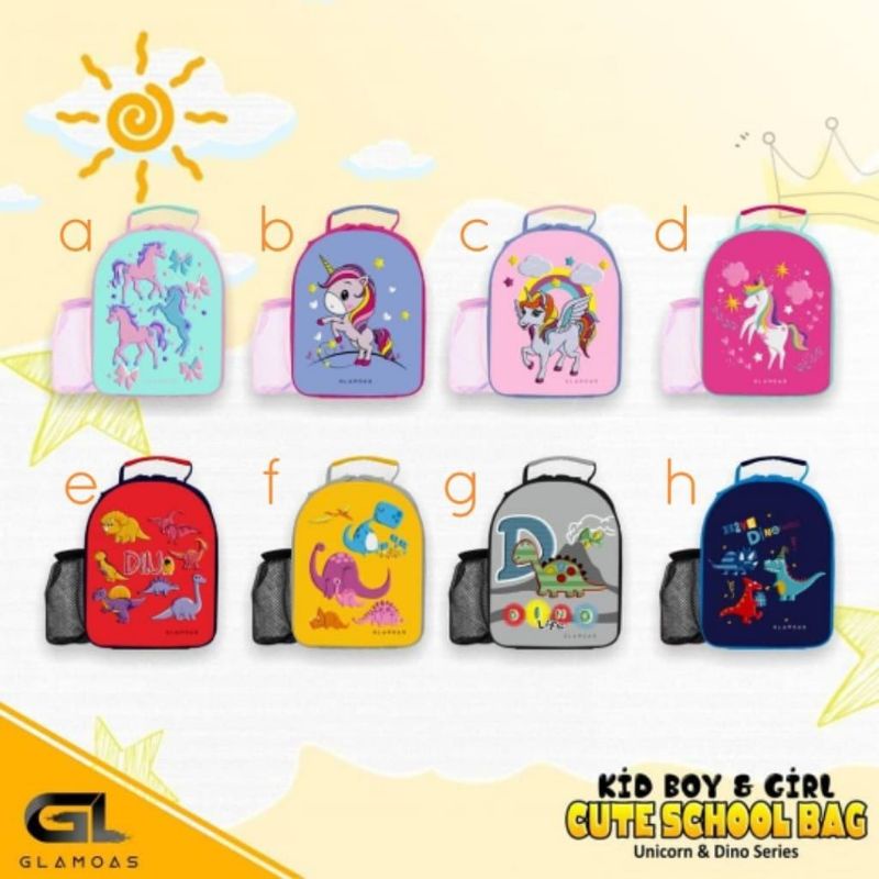 TAS KARAKTER DINO DAN KUDA PONY BY  GLAMOAS / TAS SEKOLAH ANAK PAUD TK SD