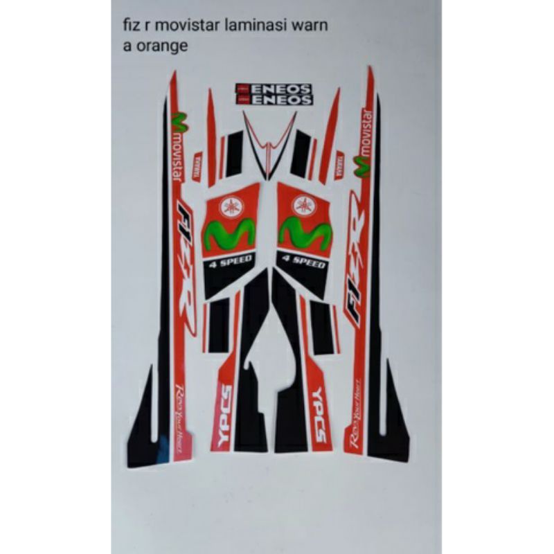 STRIPING FIZ R VARIASI MOVISTAR LAMINASI WARNA ORANGE, striping stiker yamaha fiz r variasi terbaik
