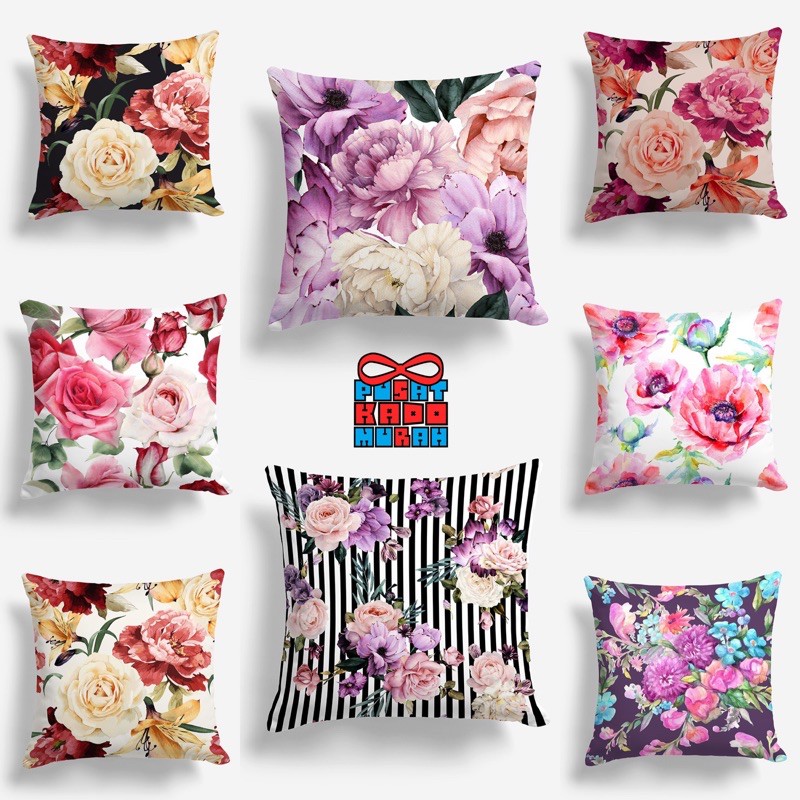 Bantal Sofa Print Motif Bunga Flowers Floral Garden 40x40 cm - Pusat Kado Murah