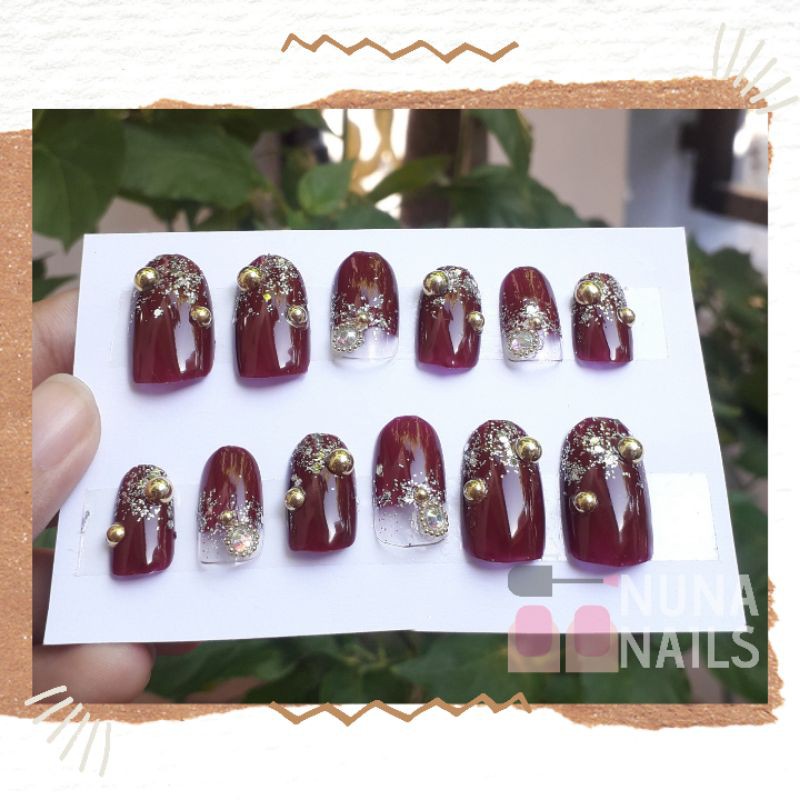 Kuku palsu+lem kupal nail art wedding pengantin murah
