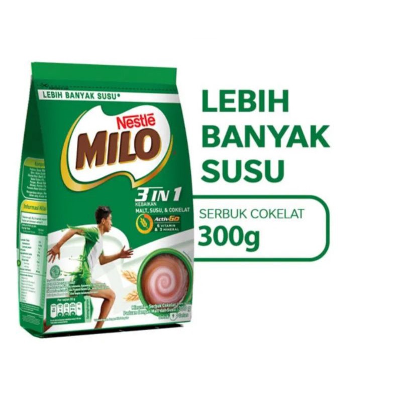 

Susu Bubuk Milo Pouch 3in1 300 gr + Container Box Milo