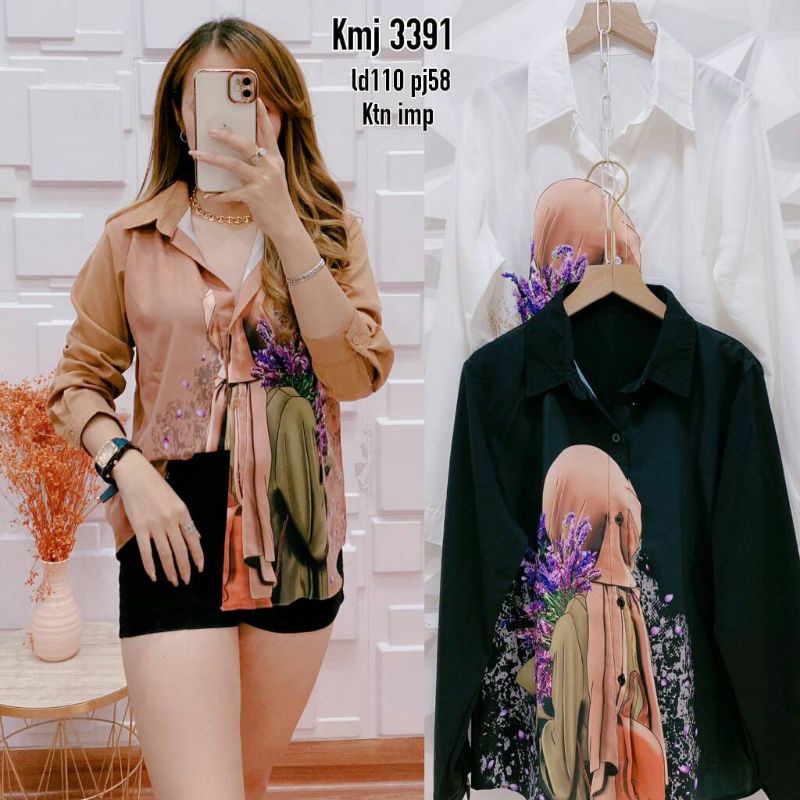 Kemeja cantik woolpeach terbaru import