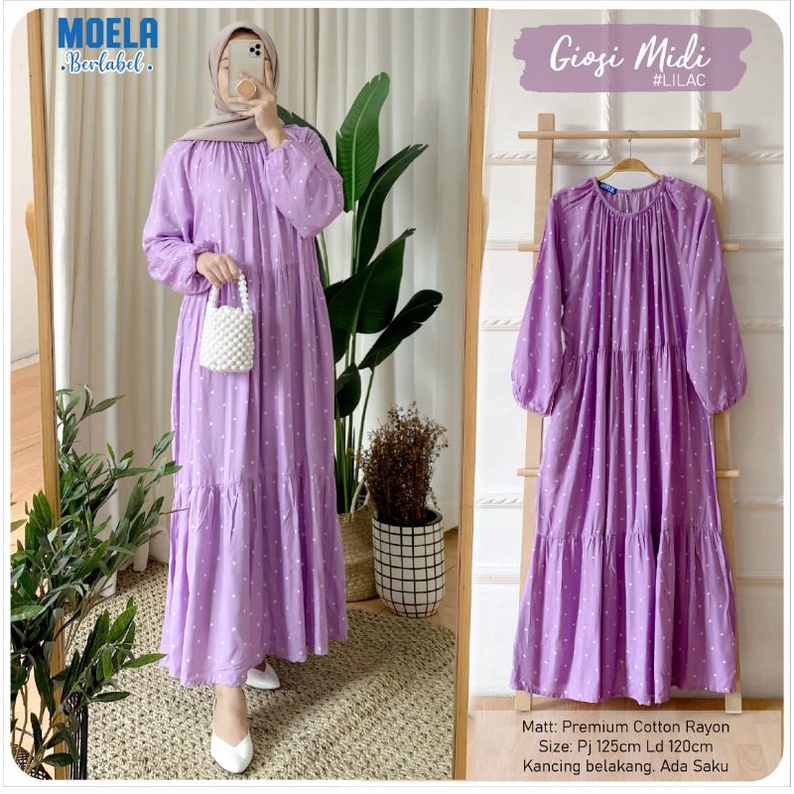 Ld 120cm | GIOSI MIDI DRESS made by MOELA | BAHAN RAYON HIGH QUALITY