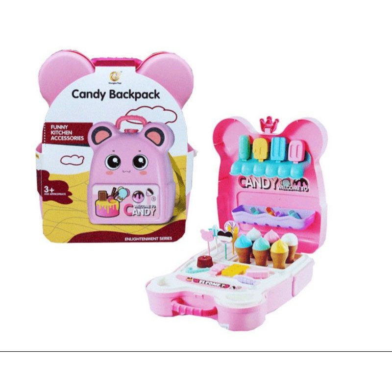 Mainan Candy Backpack Koper isi Permen dan Ice Cream