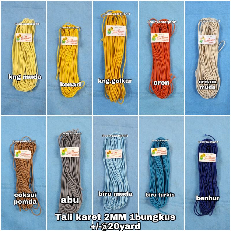 Tali karet bulat 2MM 1bks +/-20Y =rp.11.000/bks