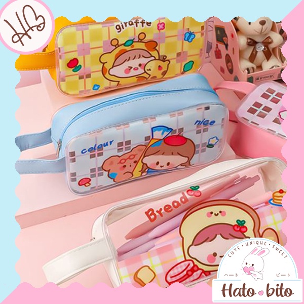 

Kotak pensil jumbo tempat pensil anak lucu cute girl transparan ukuran besar HB1212