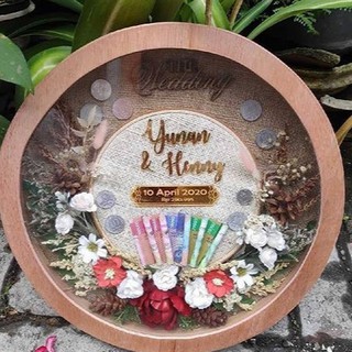 Mahar Rustic Frame Bulat Kayu Natural Pernikahan Wedding ...