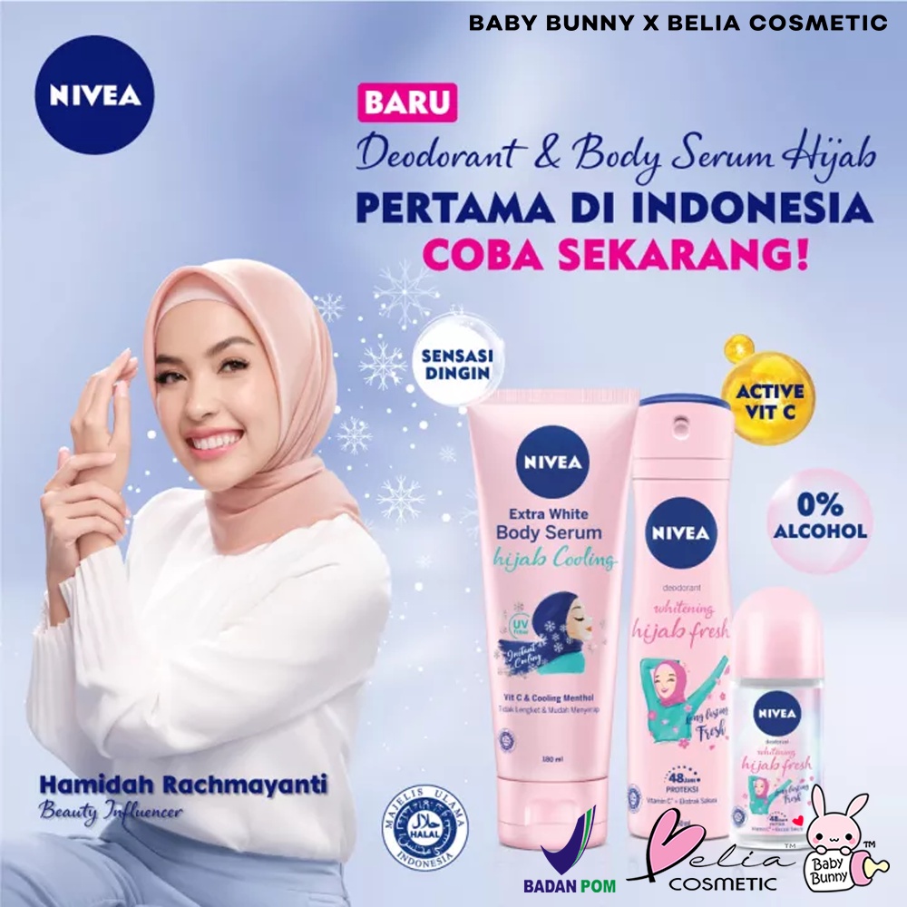 ❤ BELIA ❤ NIVEA Whitening Hijab Series Fresh Body Serum, Deodorant Spray, Deodorant Roll On (✔️BPOM)