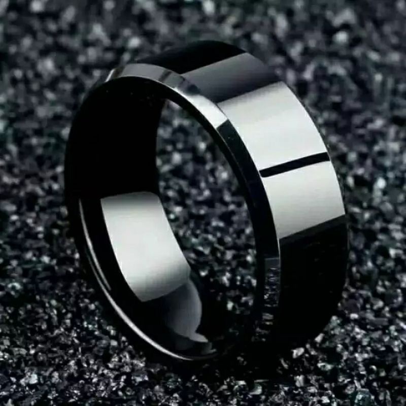 Cincin Titanium Hitam Polos