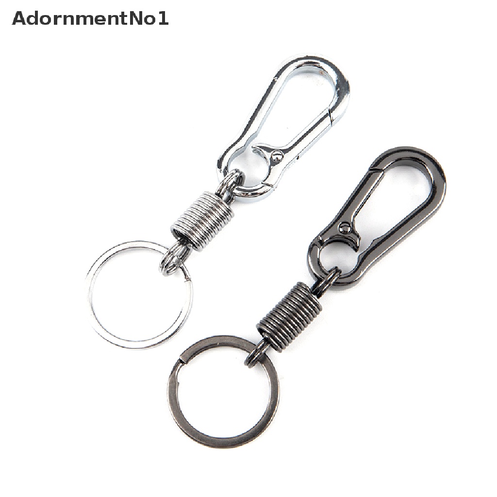 [AdornmentNo1] Spring Keychain Stainless Steel Carabiner Retractable Belt Clip Key Ring [new]