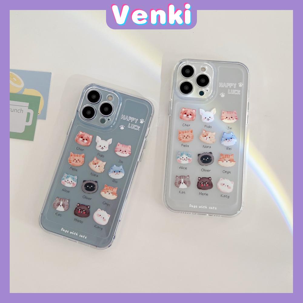 iPhone Case Silicone Soft Case Clear Case Thickened Shockproof Protection Camera Metal Button Cat Cute Compatible For iPhone 11 Pro Max 13 Pro Max 12 Pro Max 7Plus xr XS Max