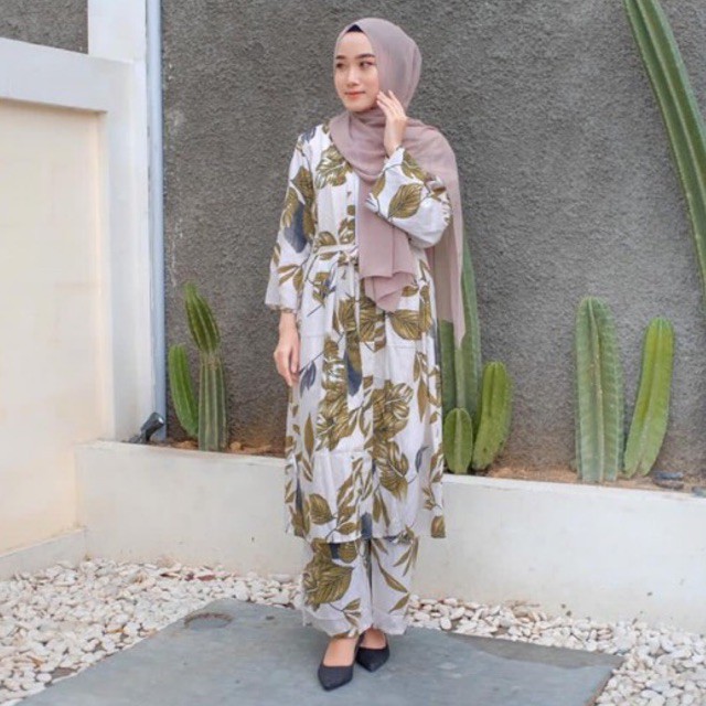 ONE SET OUTER PALM // SETELAN CARDIGAN KULOT // SET JUMBO
