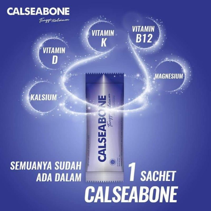 ECERAN*1Sachetan*CALSEABONE*VITAMINTULANG*TINGGIKALSIUM*PENGEROPOSANTULANG*NYERISENDI*BADANKAKU*NUTR