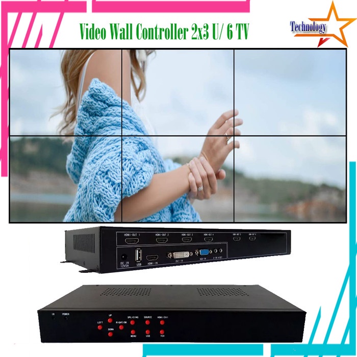 HDMI Video Wall Controller 3x2 2x3 Untuk 6 TV (Jadi 1 Tampilan Besar)