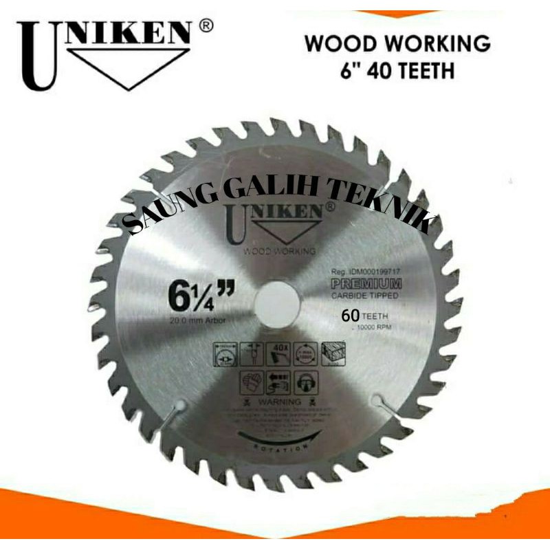 UNIKEN-TCT Saw Blade 6" (160mm) 60TR /Mata Gergaji Kayu/Mata Circle