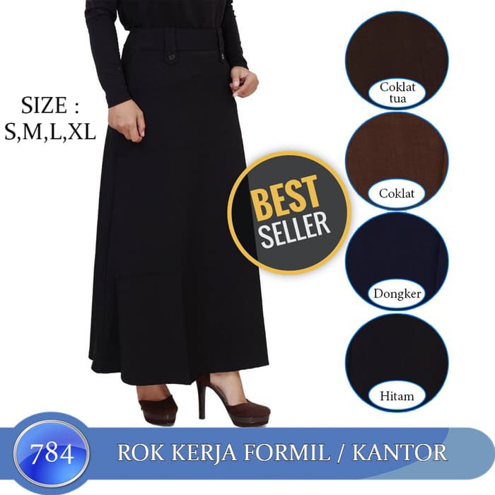 Fashion Cewek Muslim Syari Rok Wanita Lipat Elegan Murah 4894DB Pvp4021 Pleated Midi Skirt T1N3