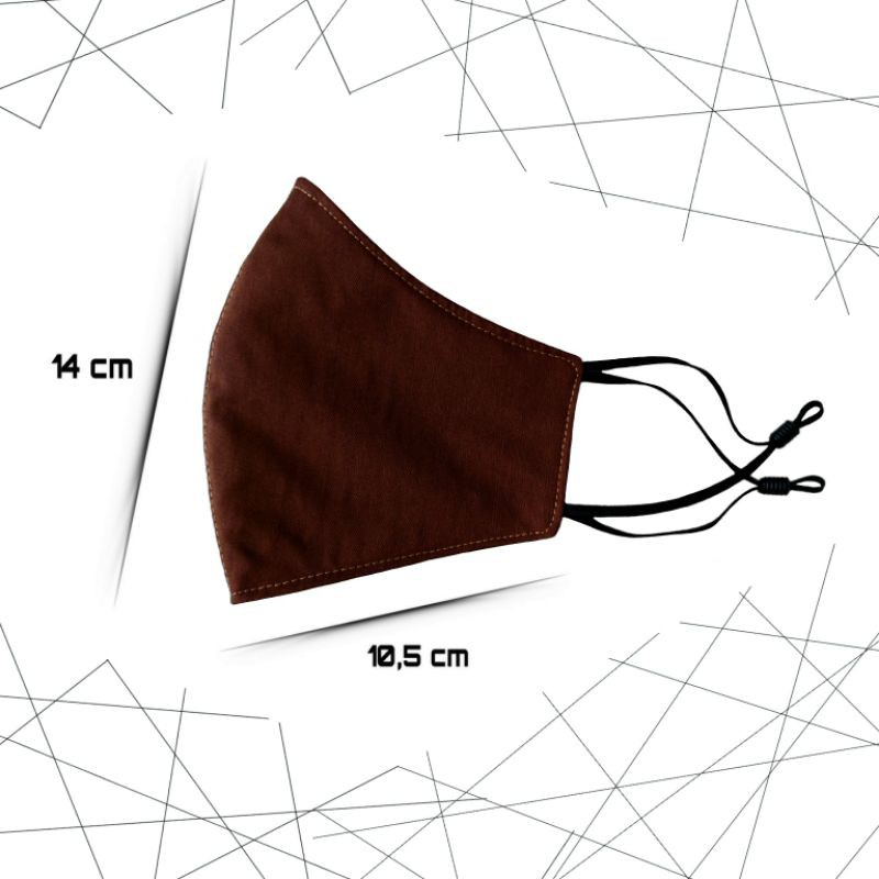 Masker Cowok Eiko | BROWN • Masker Kain Katun 3 Ply Keren • Masker Earlop SNI Nonmedis