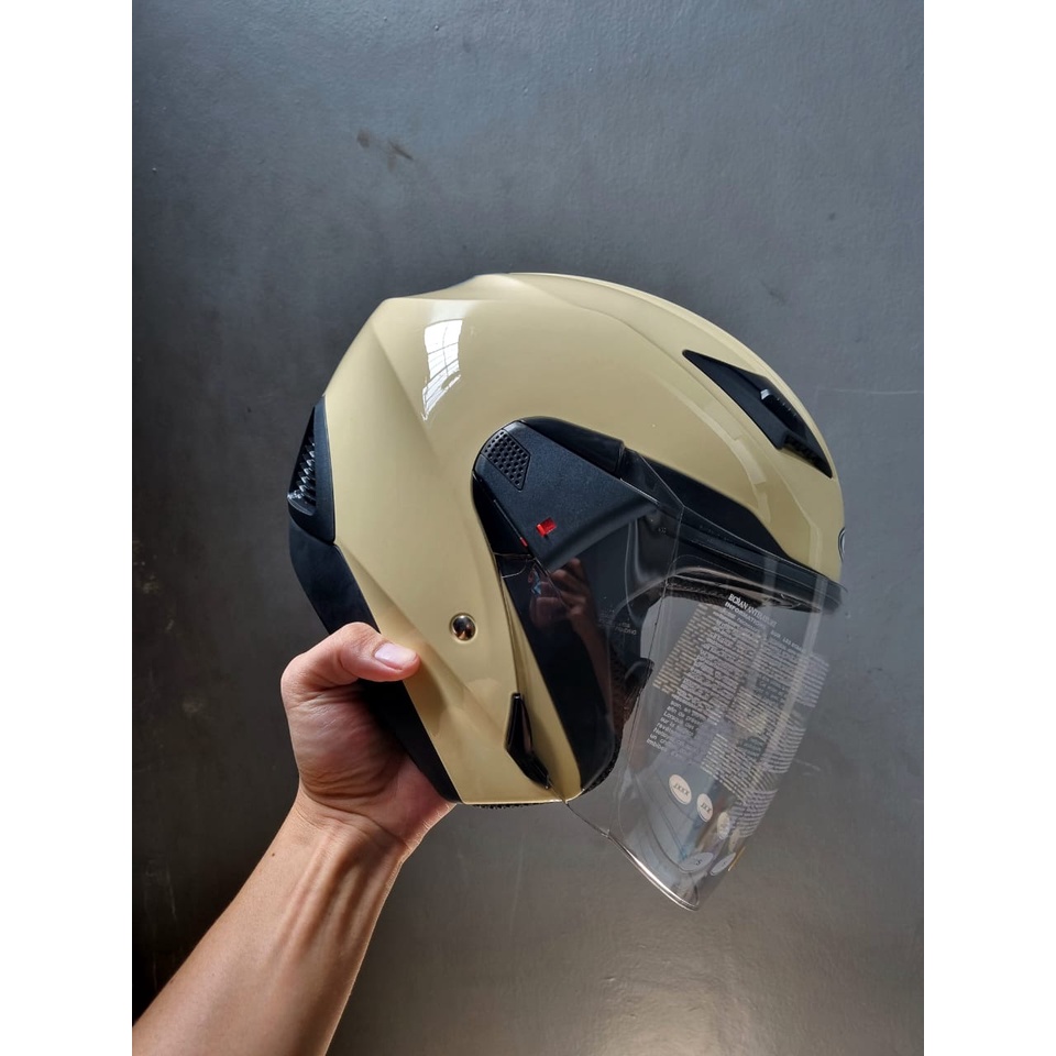 ZEUS ZS-611 IVORY HALF FACE DOUBLE VISOR