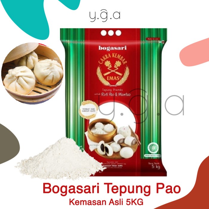 

BISA COD Tepung Bogasari Cakra Kembar Emas Roti Pao dan Mantao 5KG
