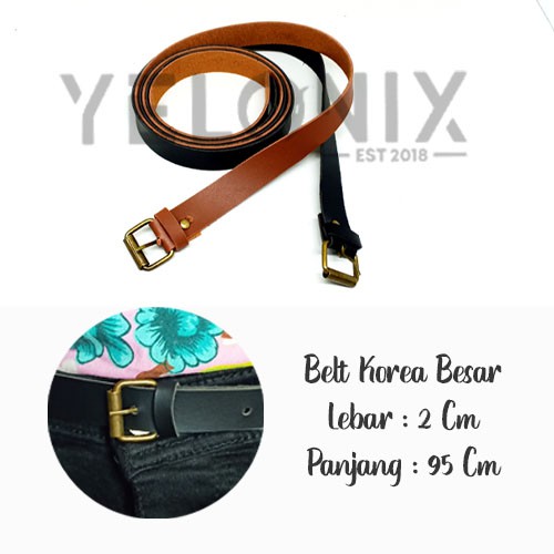 YELONIX - Belt Wanita Gesper Korea Besar Semi kulit / Ikat Pinggang Kotak / Fashion Korea Style