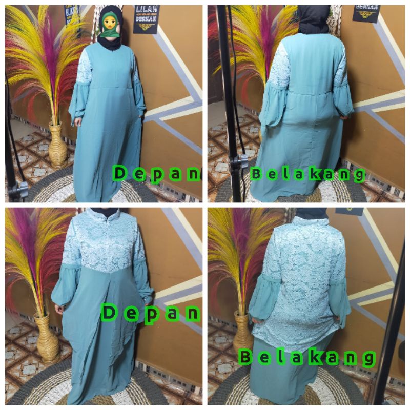 Gamis Seragam Dress Kondangan Gaun Brukat Pesta Rompi Ceruty Babydoll Terbaru Mewah Murah Pernikahan