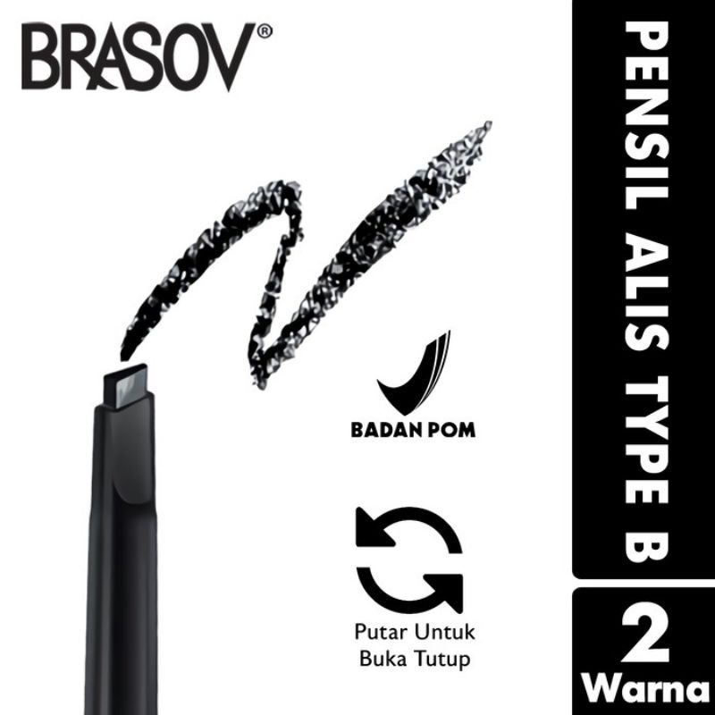 BRASOV Pensil Alis Auto Type B + SIKAT 0.30 GRAM Eyebrow Pencil Automatic Otomatis