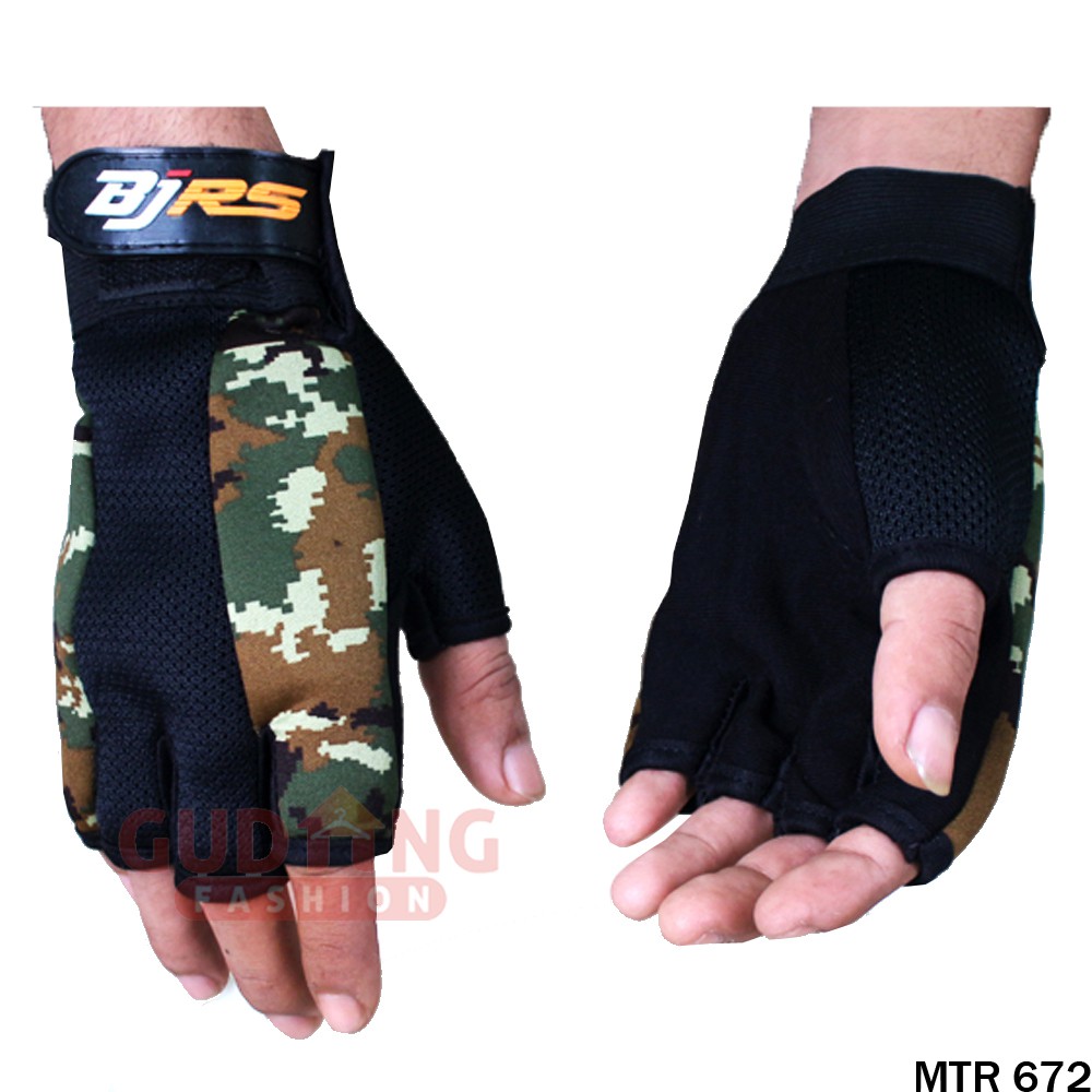 Sarung Tangan Motor Keren Army Setengah Jari - MTR 672