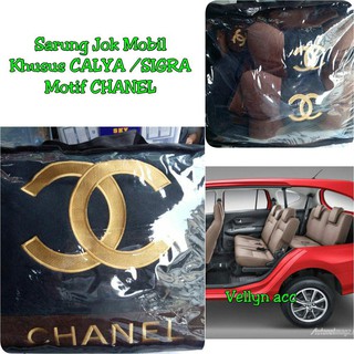 Ready Sarung  Jok  Mobil  Calya Sigra Full Set Motif Chanell 