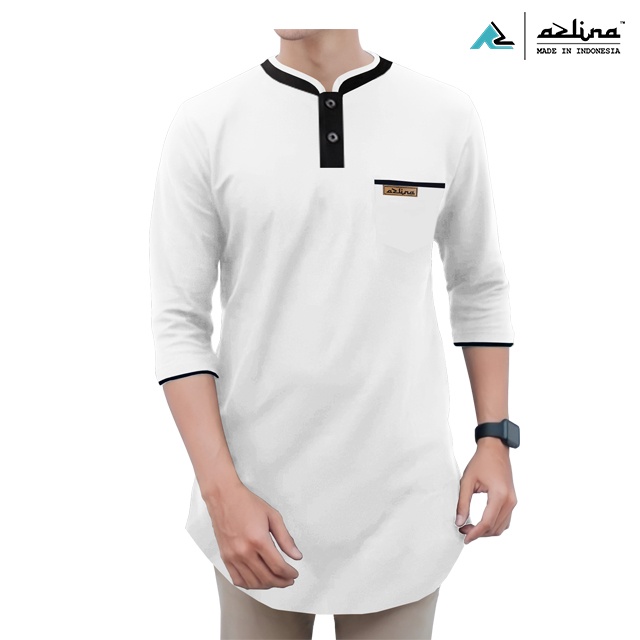 Kaos Kurta Pakistan Pria Dewasa Kualitas Premium Tangan 3/4 Bahan Cotton Combed24s Bisa COD