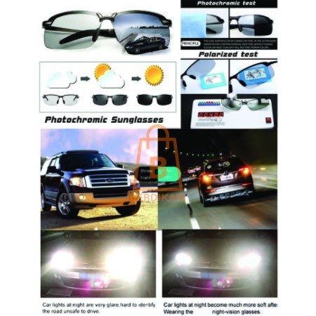 COD Kacamata Anti Silau Siang Dan Malam Sunglass Fotosensitif UV 400 Photochromic Polarized