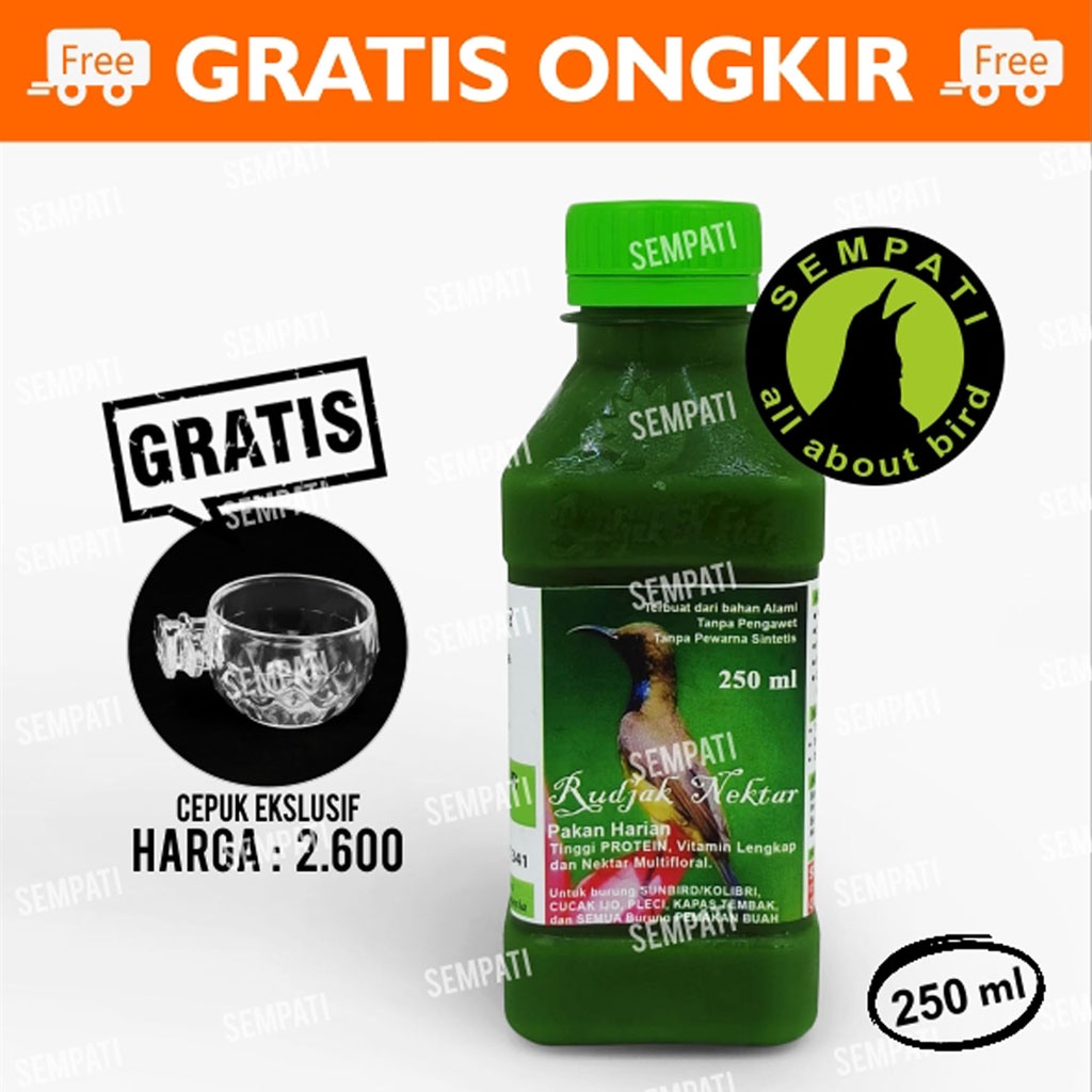 RUJAK RUDJAK NEKTAR NECTAR 250 ML VITAMIN PAKAN HARIAN BURUNG KOLIBRI CUCAK IJO PLECI KAPAS TEMBAK